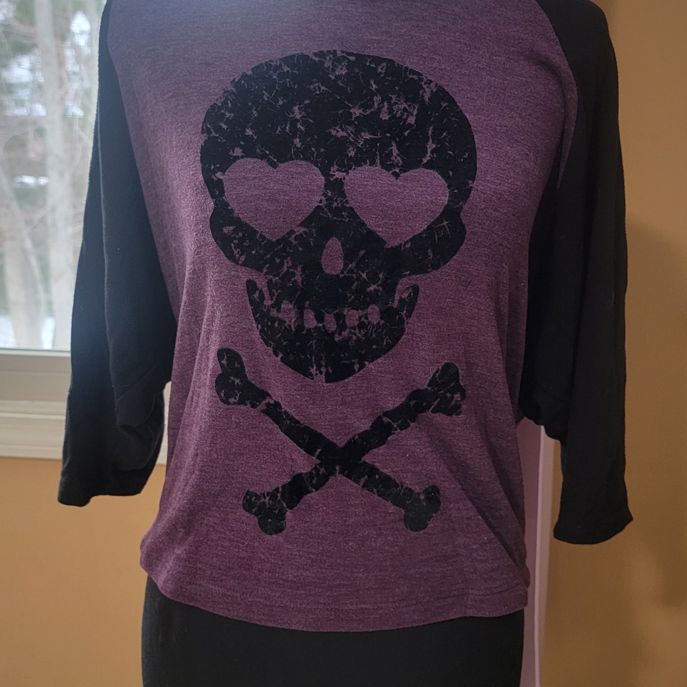 Morbid Threads Purple and Black Skull Top